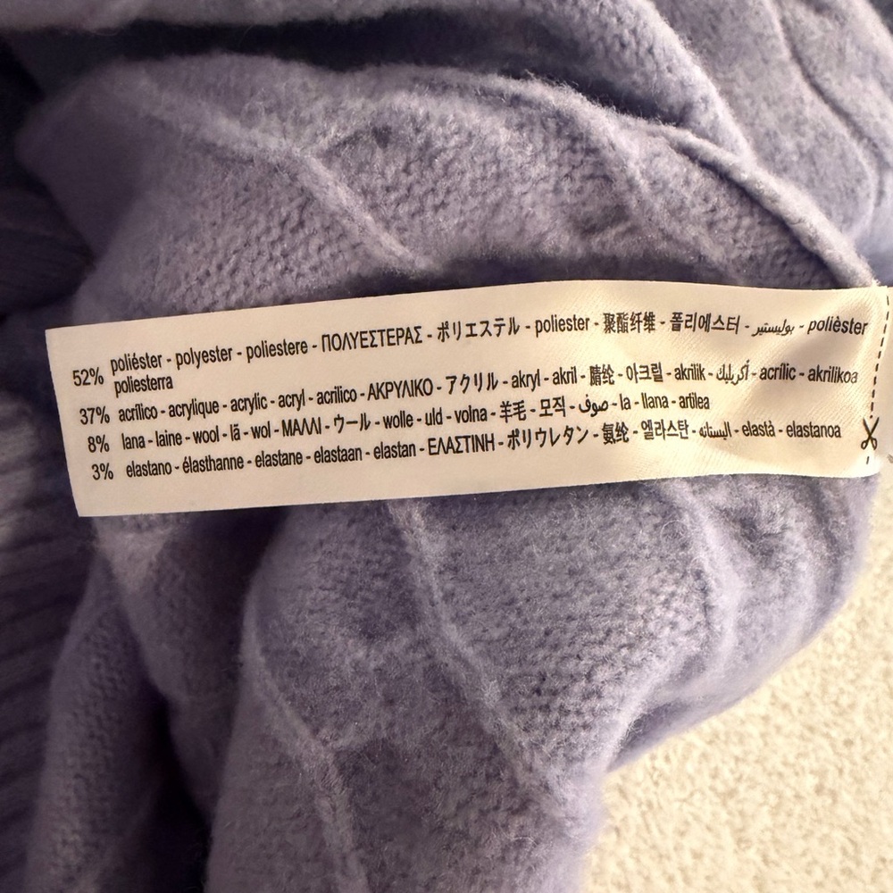 Zara Lilac Purple V Neck Cable Knit Cardigan - Picture 5 of 5